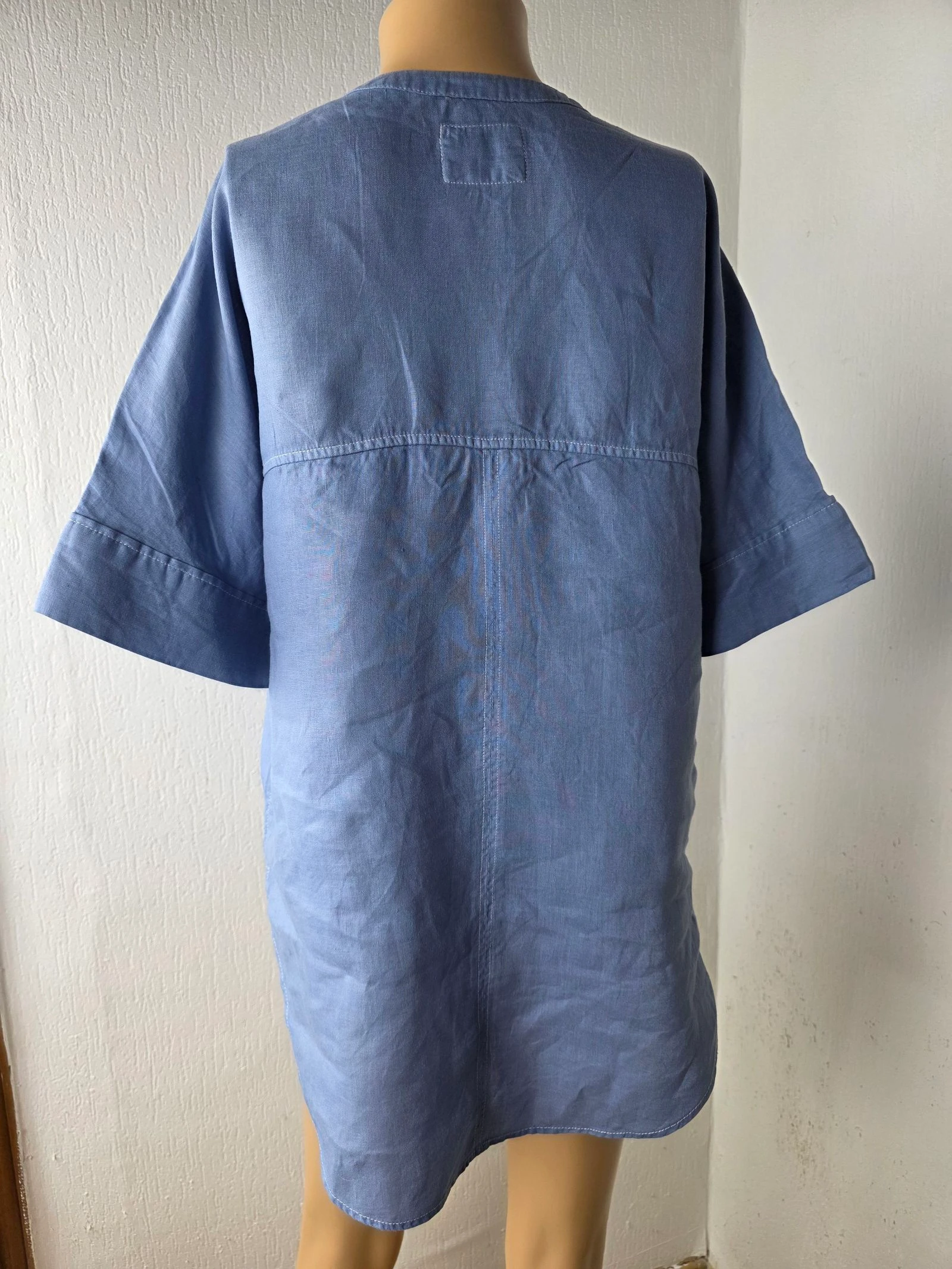 Blusa de linho puro azul lavanda - Estilo Túnica/Caftan - Tamanho único nova – photo 6